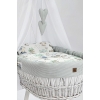 Witte Rotan Baby Wiegje met komplet Textiel Grijs Wafel