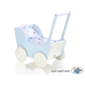 Houten Poppenwagen Blauw