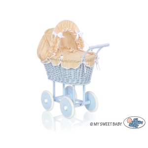 Rieten Poppenwagens Blauw
