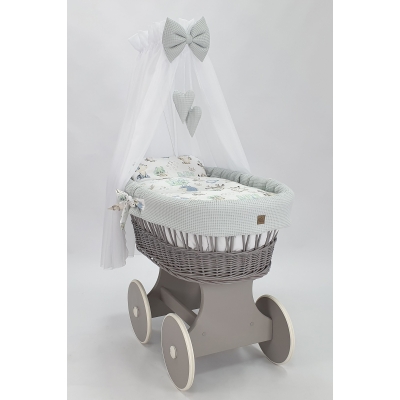 Baby wiegje grote wielen Grijs met Textiel Grijs