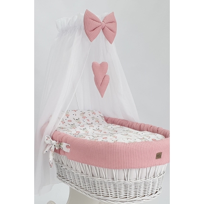 Baby wiegje grote wielen Wit Textiel Poederroze