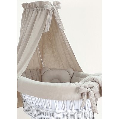 Beige mousseline wiegset compleet met hemel
