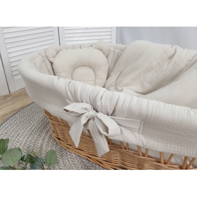 Beige wiegbekleding van katoen mousseline zonder hemeltje