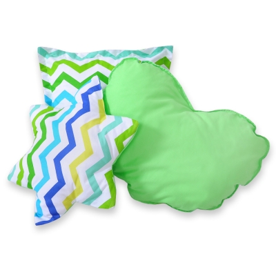 3-delige Kussenset Groen Blauw Zigzag