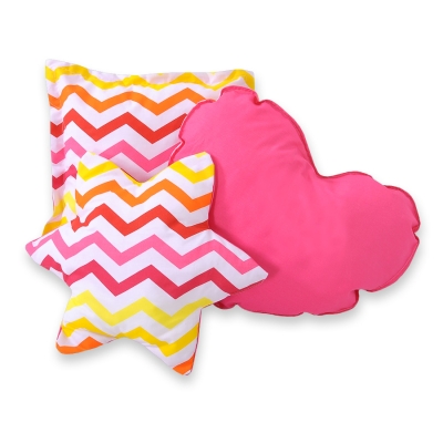 3-delige Kussenset Roze Geel Zigzag