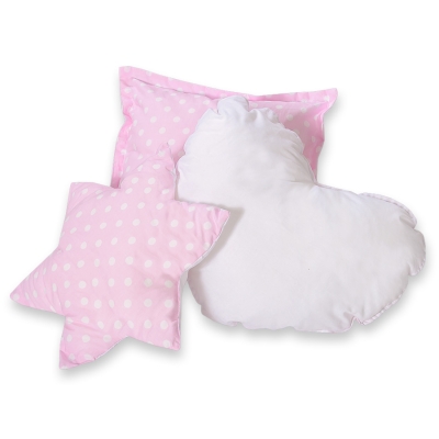 3-delige Kussenset Roze Polkaprikker
