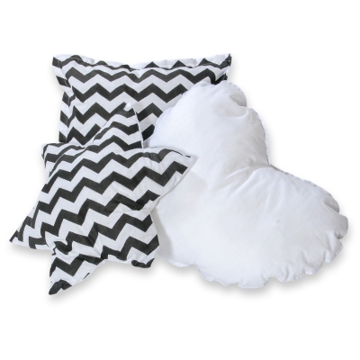 3-delige Kussenset Zwart Zigzag