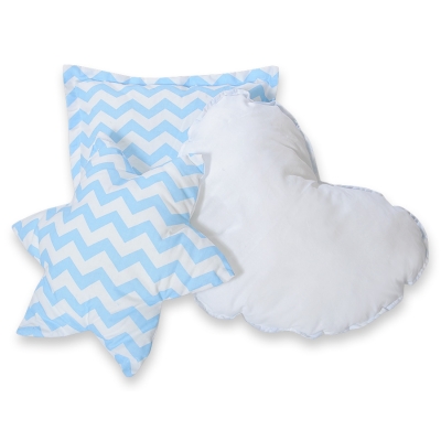 3 st Kussens voor Tipi Speeltent Blauw Zigzag