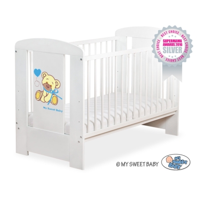 Babybed 120x60 cm - Tedy Bear with bow Wit Blauw Bear With Bow