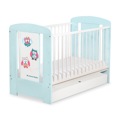 Babybed met Lade 120x60 cm - Owls Bigi Zibi & Adele STANDARD Gelukkige Uilen