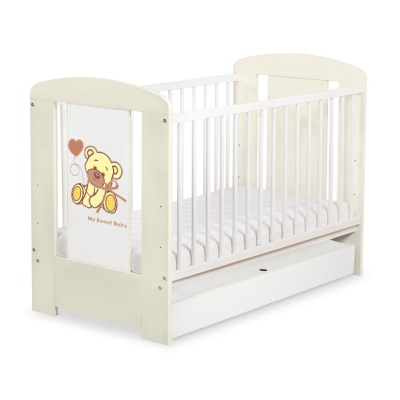Babybed met Lade 120x60 cm - Tedy Bear with bow STANDARD Ivoor Bear With Bow