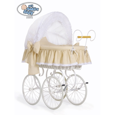 Babymand / Retro Rieten Wieg Wit Beige Christine