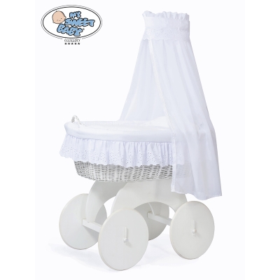 Babywieg op Wielen / Rieten Babybed met Hemeltje Sophia