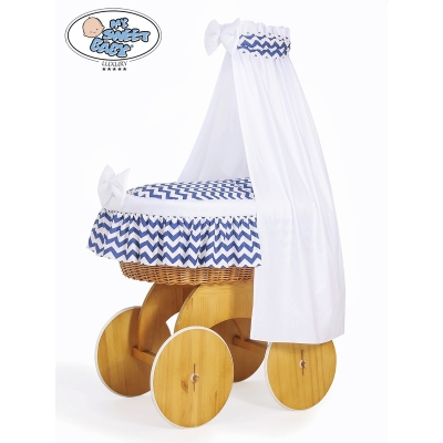 Babywieg op Wielen / Rieten Babymand met Hemeltje Hanna