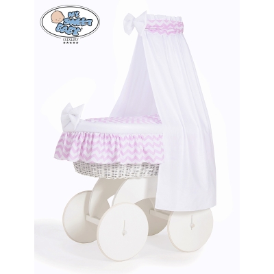 Babywieg op Wielen / Rieten Babymand met Hemeltje Hanna