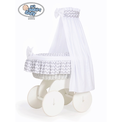 Babywieg op Wielen / Rieten Kribbe met Hemeltje Hanna