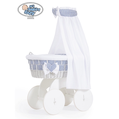 Babywieg op Wielen / Rieten Kribbe met Hemeltje Jachthaven
