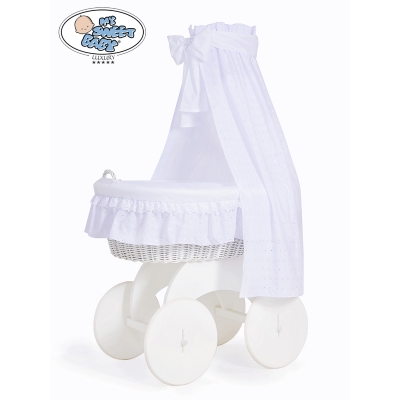 Babywieg op Wielen / Rieten Wieg met Hemeltje Charlotte
