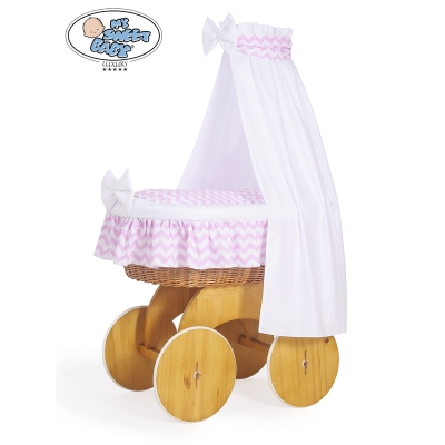 Babywieg op Wielen / Rieten Wieg met Hemeltje Hanna
