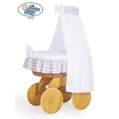 Babywieg op Wielen / Rieten Wieg met Hemeltje Hanna