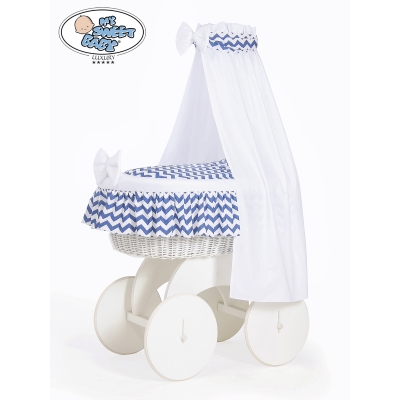Babywieg op Wielen / Rieten Wieg met Hemeltje Hanna