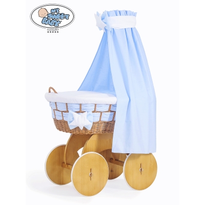 Babywieg op Wielen / Rieten Wieg met Hemeltje Isabella