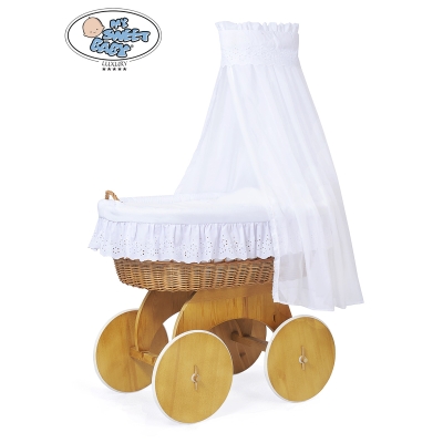 Babywieg op Wielen / Rieten Wieg met Hemeltje Sophia