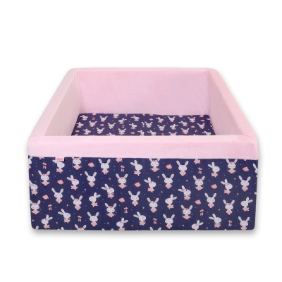 Ballenbak Baby Minky  Blauw Konijnen
