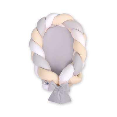 Bedbumper & Babynest Gevlochten 2 in 1 Grijs Beige