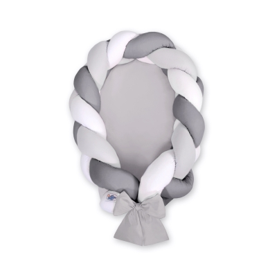 Bedbumper & Babynest Gevlochten 2 in 1 Wit Grijs Antraciet