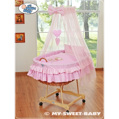 Beddengoed - Hemeltje voor Babymand / Rieten Babybed Roze