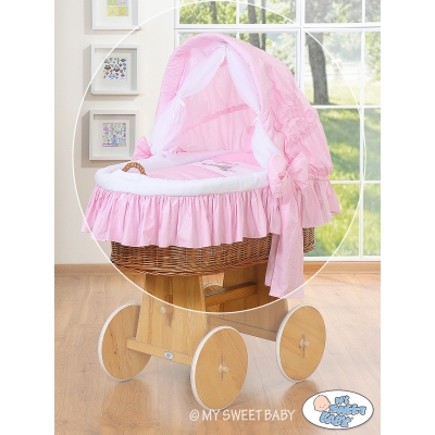 Wiegbekleding met kap voor baby wiegje Roze