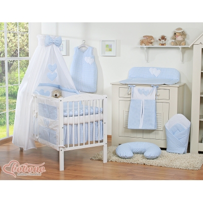 Beddengoed voor Babybed 11 st met Hemel Hemeltje - Harten Blauw Geruit