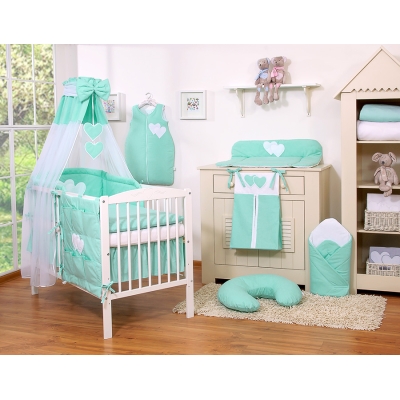 Beddengoed voor Babybed 11 st met Hemel Hemeltje - Harten Mint