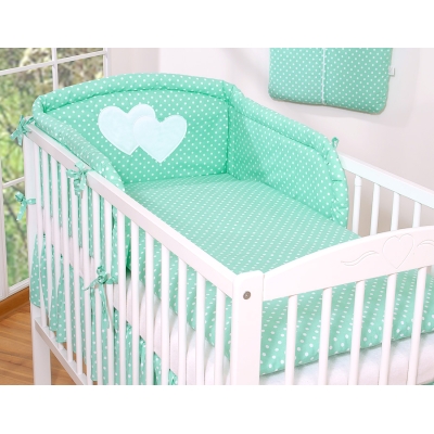 Beddengoed voor Babybed 2 st - Harten Mint