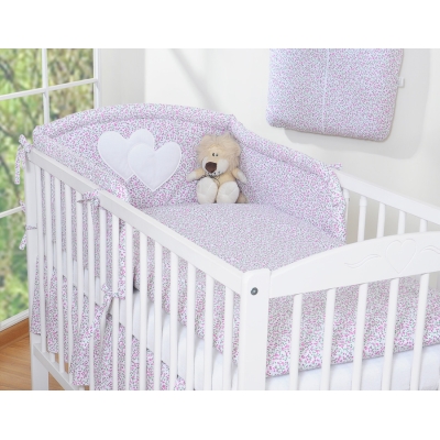 Beddengoed voor Babybed 2 st - Harten Roze Bloemenweide Bloemen