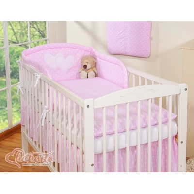 Beddengoed voor Babybed 3 st - Harten Roze Polkaprikker