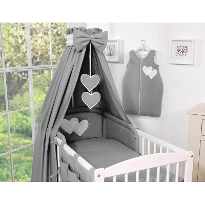 Beddengoed voor Babybed 5 st met Hemeltje - Harten Antraciet