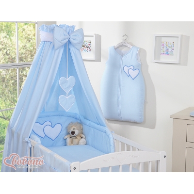 Beddengoed voor Babybed 5 st met Hemeltje - Harten Blauw