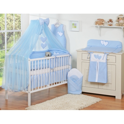 Beddengoed voor Babybed 5 st met Klamboe - Harten Blauw