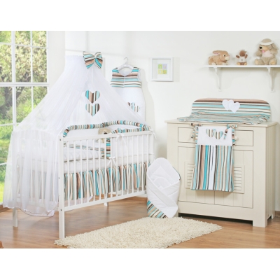 Beddengoed voor Babybed 5 st met Klamboe - Harten Bruin Snijder