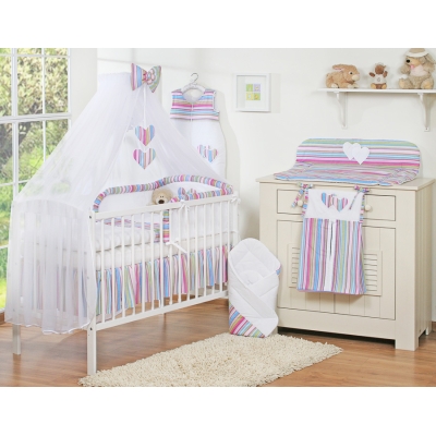 Beddengoed voor Babybed 7 st met Hemel Klamboe - Harten Purper Snijder