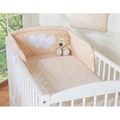 Beddengoed voor Kinderbed 2 st - Harten Beige Polkaprikker