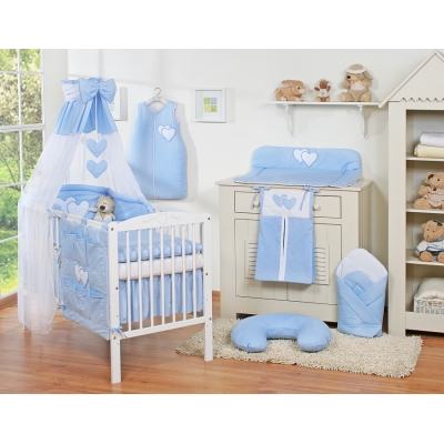 Beddengoed voor Kinderbed 7 st met Hemeltje - Harten Blauw