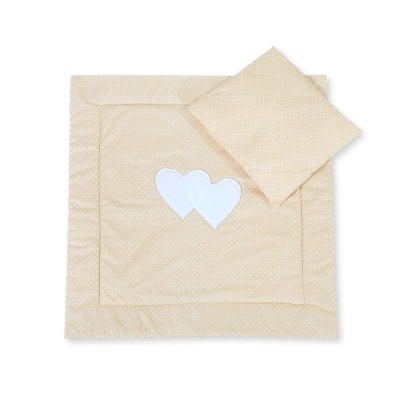 Beddengoed voor Kinderwagen 2 st - Harten Beige Polkaprikker