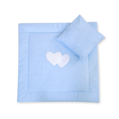 Beddengoed voor Kinderwagen 2 st - Harten Blauw Polkaprikker