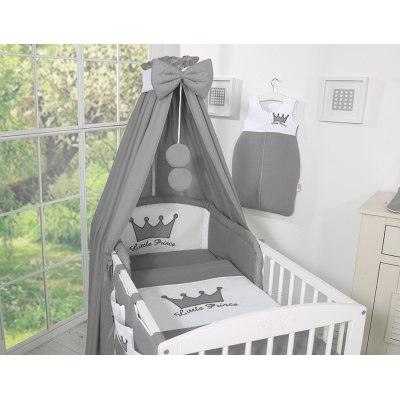 Beddengoed voor Ledikant 5 st met Hemeltje -  Antraciet Little Prince Princess