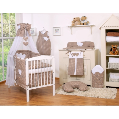 Beddengoedset voor Babybed 7 st met Hemeltje - Harten Bruin