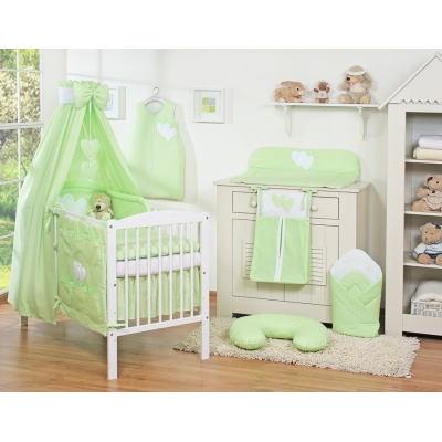 Beddengoedset voor Babybed 7 st met Hemeltje - Harten Groen