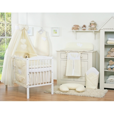 Beddengoedset voor Babybed 7 st met Hemeltje - Harten Ivoor